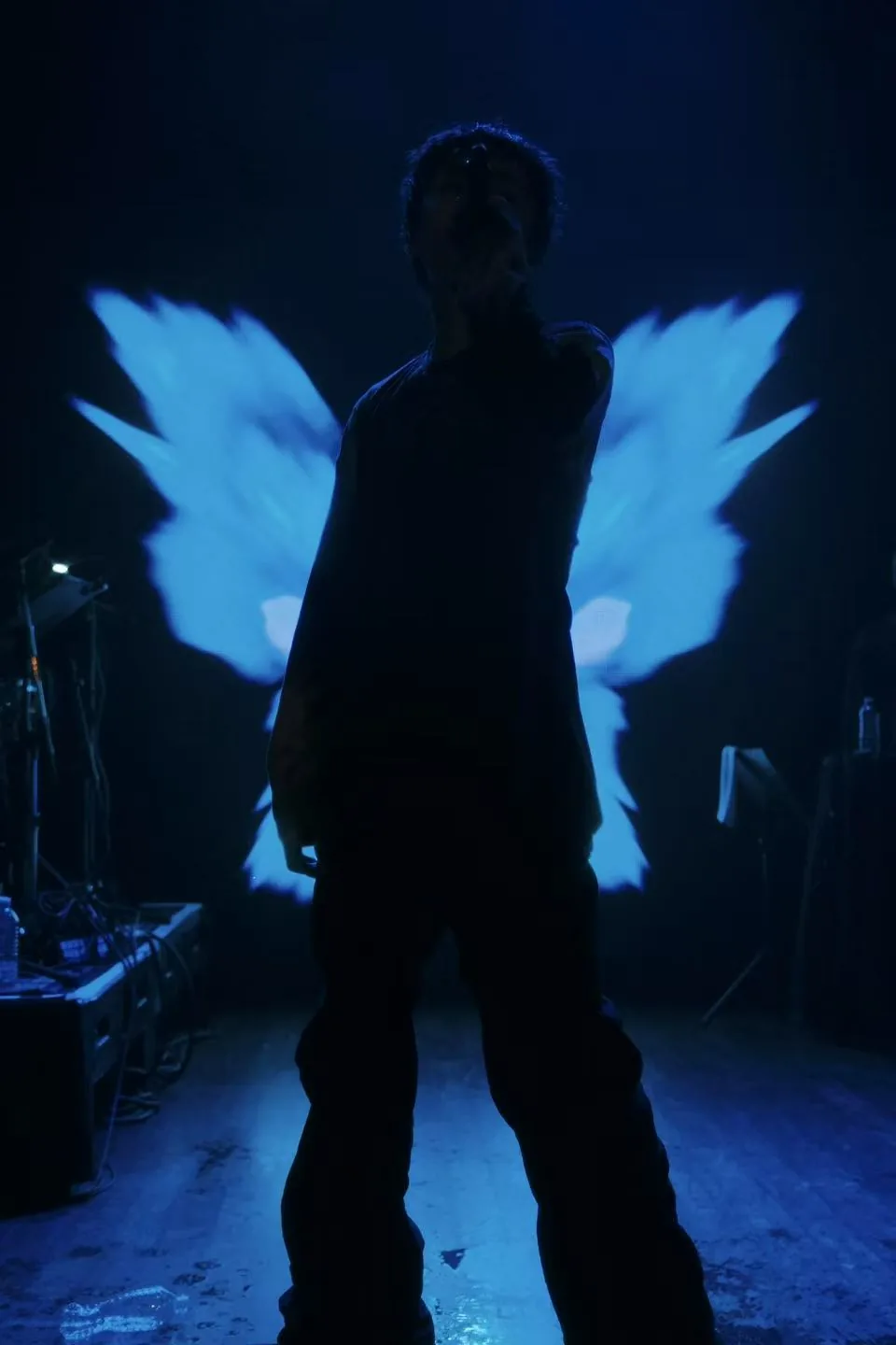 TizzyT silhouetted against the Butterfly Effect stage wings